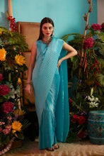 Load image into Gallery viewer, Classy Pleated Gown Saree - Turquoise