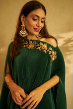 Load image into Gallery viewer, Divine Embroidered Cape with Brocade Pants - Green