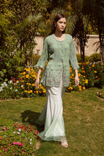 Load image into Gallery viewer, Dainty Diana Embellished Long Tunic with Ombre Organza Sharara and Embroidered Dupatta - Mint Green