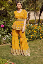 Load image into Gallery viewer, Dainty mademoiselle embellished sharara set- Ochre