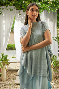 Slip Easy Dress with Shimmer Cape - Pastel Blue