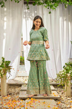 Load image into Gallery viewer, Dainty Mademoiselle Embellished Sharara Set - Mint Green