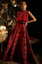 Load image into Gallery viewer, Zoe Cocktail Skirt with Double Layered Plisse Blouse - Ruby Red