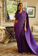 Load image into Gallery viewer, Scintillating Sewed Organza  Ruffle Blouse Saree - Purple