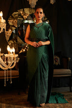 Load image into Gallery viewer, Bedazzling Sewed Pleated Saree with Sequence Blouse - Emerald Green