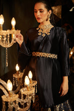 Load image into Gallery viewer, Nora Asymmetrical Top with Brocade Ghagra and Velvet Zardozi Belt - Midnight Blue