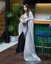 Load image into Gallery viewer, Kanika Khandelwal in our Colour Block Gown Saree - Black &amp; Grey