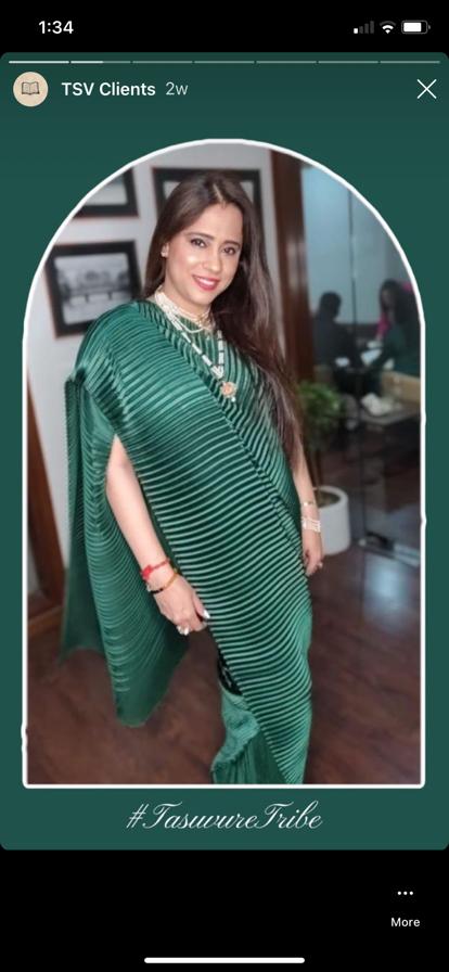 Classy Pleated Gown Saree - Emerald Green