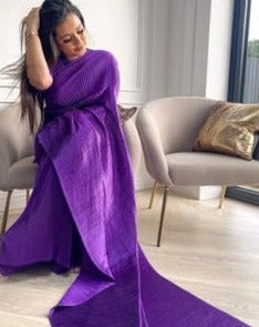 Kaushal in our Classy Pleated Gown Saree - Purple