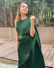 Load image into Gallery viewer, Tina Dhanak in our Classy Pleated Gown Saree - Green