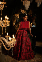 Load image into Gallery viewer, Zoe Cocktail Skirt with Double Layered Plisse Blouse - Ruby Red